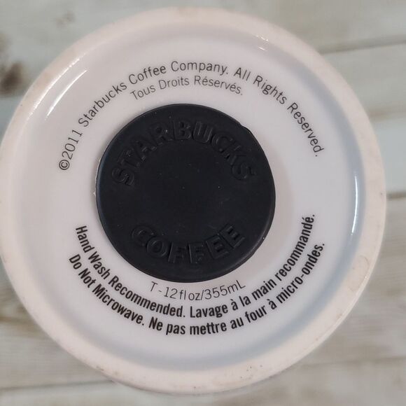 2011 Starbucks Logo 12 oz.‎ Ceramic Coffee Double Wall Tumbler Travel Cup - Picture 5 of 7